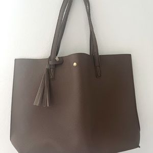 Faux leather tote, taupe